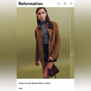 Reformation Veda Lincoln Suede Shirt Jacket in Brown